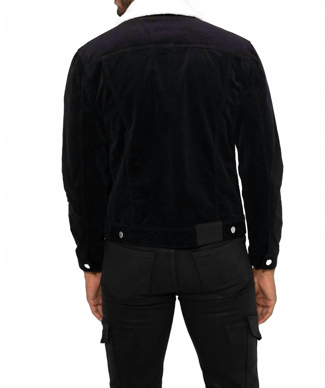 dean needle cord long sleeve jacket in noir sherpa