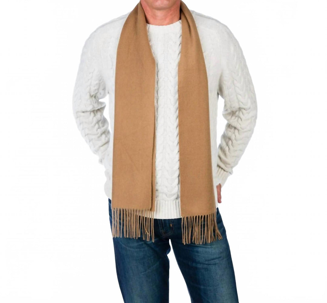unisex douglas anthony cashmere blend scarf in tan
