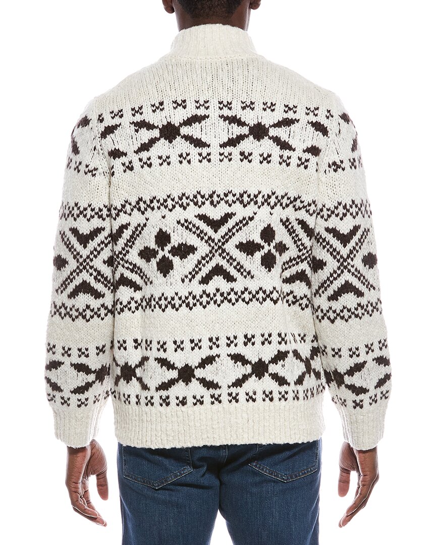 fairsile full zip wool-blend mock neck cardigan