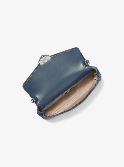soho small embellished denim convertible crossbody bag