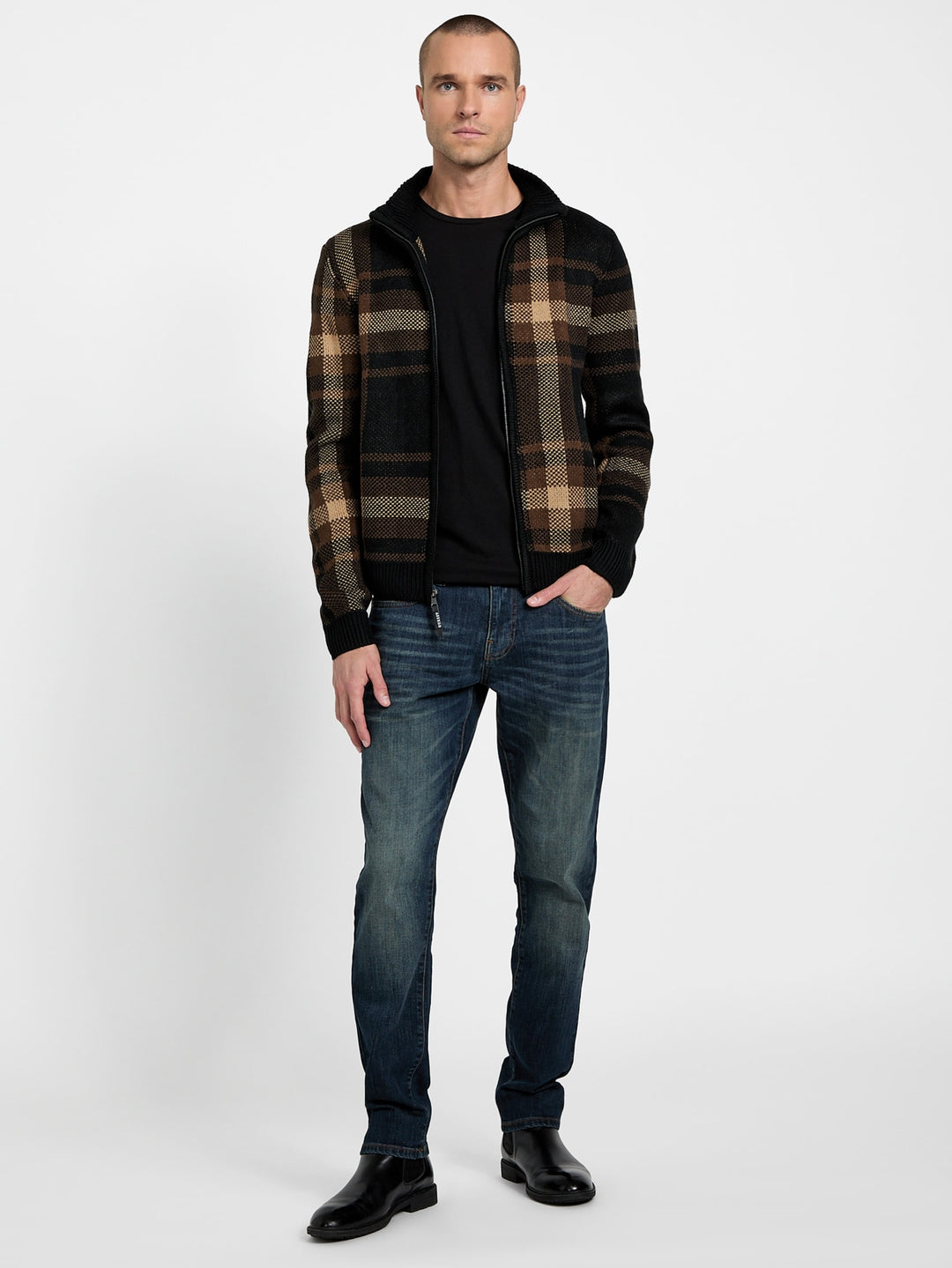 andres wool-blend full-zip sweater