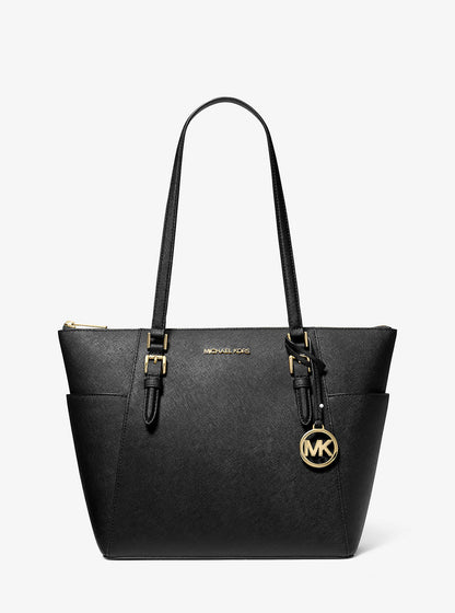 charlotte large saffiano leather top-zip tote bag