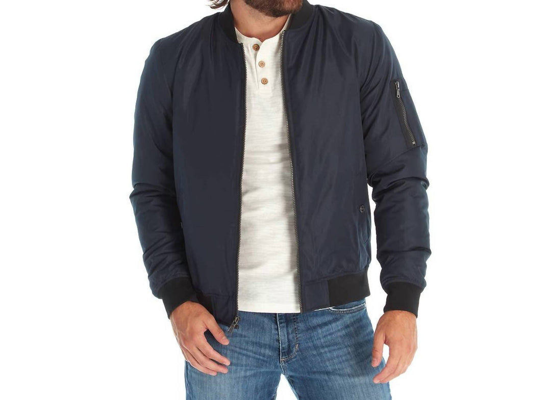 lewis sherpa lined bomber jacket in navy