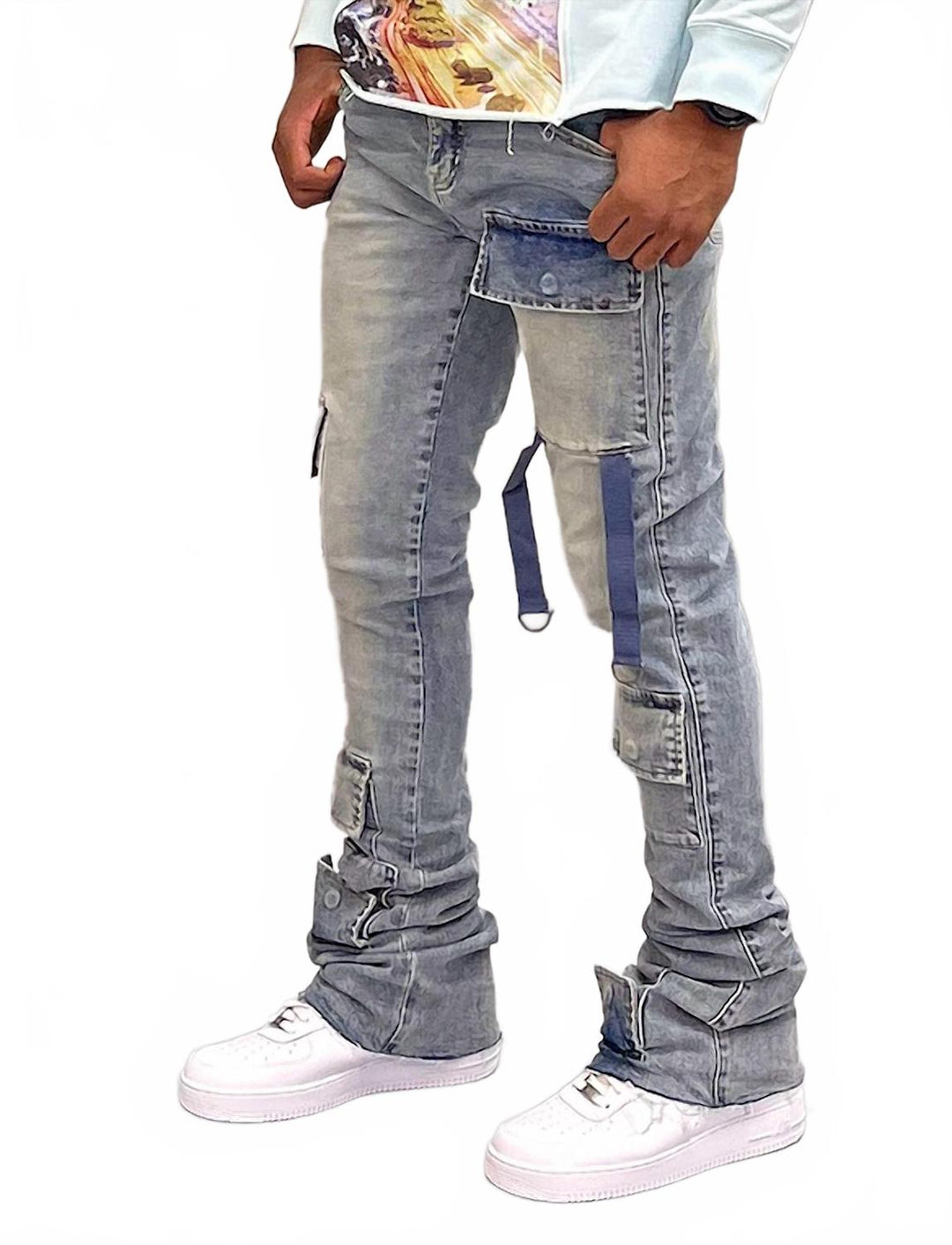 gunner stacked jeans in light indigo wash
