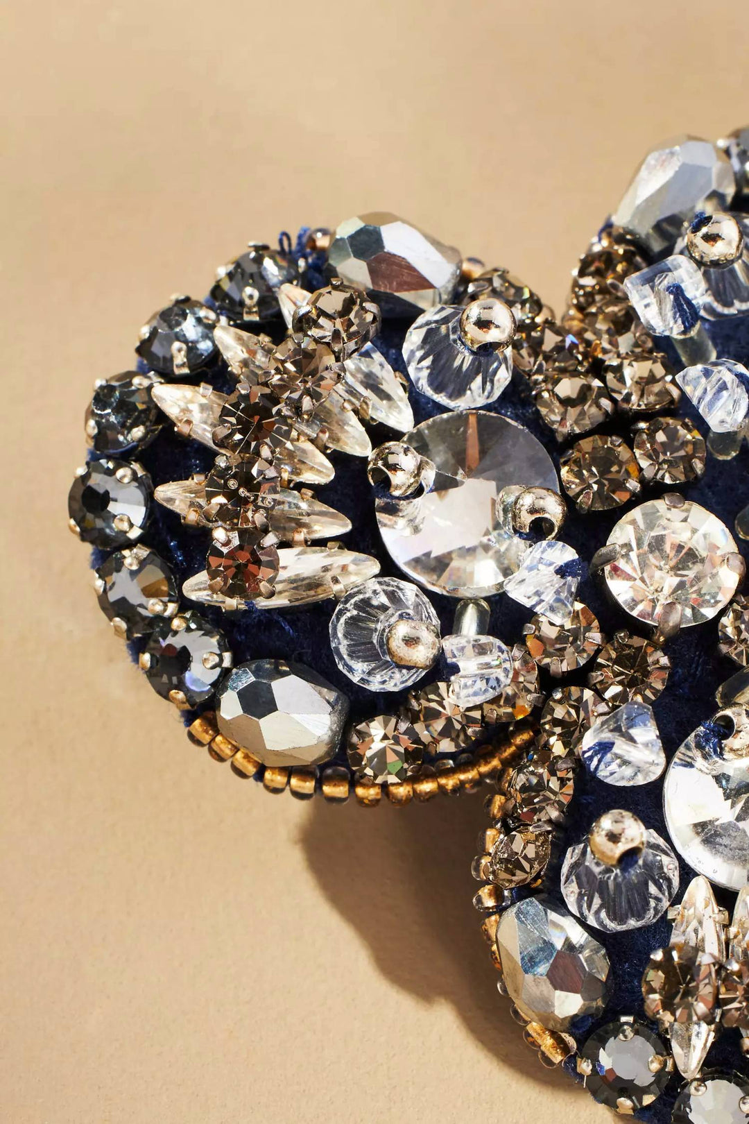 rosalie brooch in navy/ clear stones