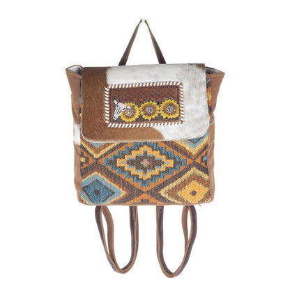 women's primordial hand-tooled bagpack in multi