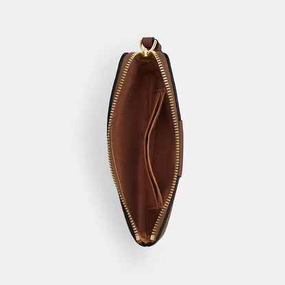 corner zip wristlet in signature canvas with stripe
