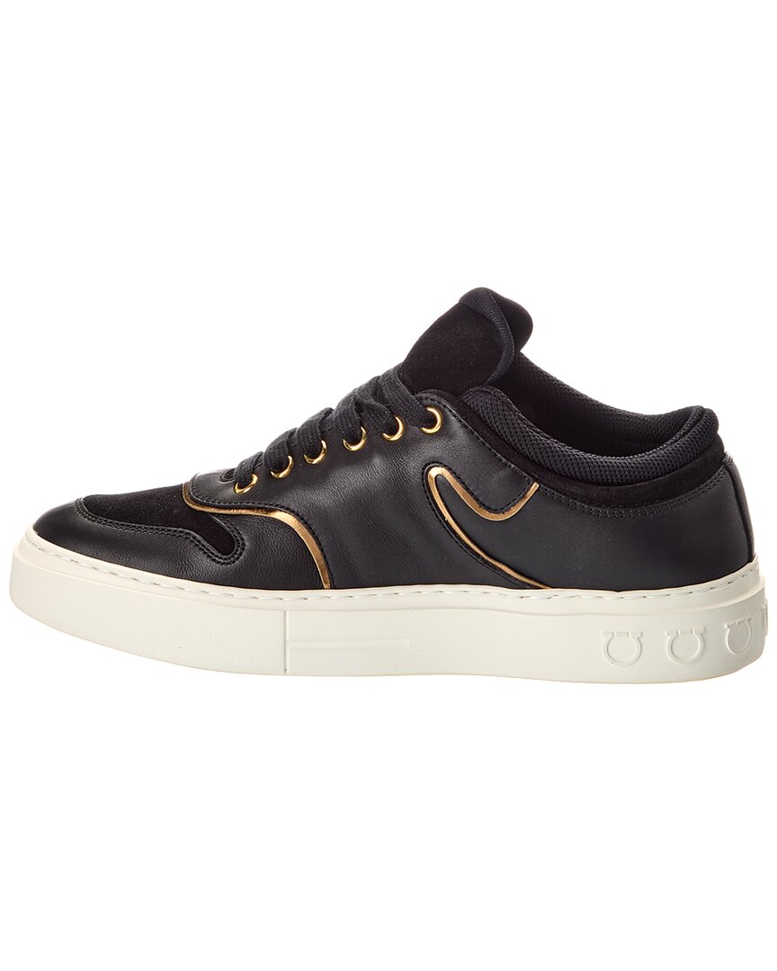 ferragamo beck suede & leather sneaker