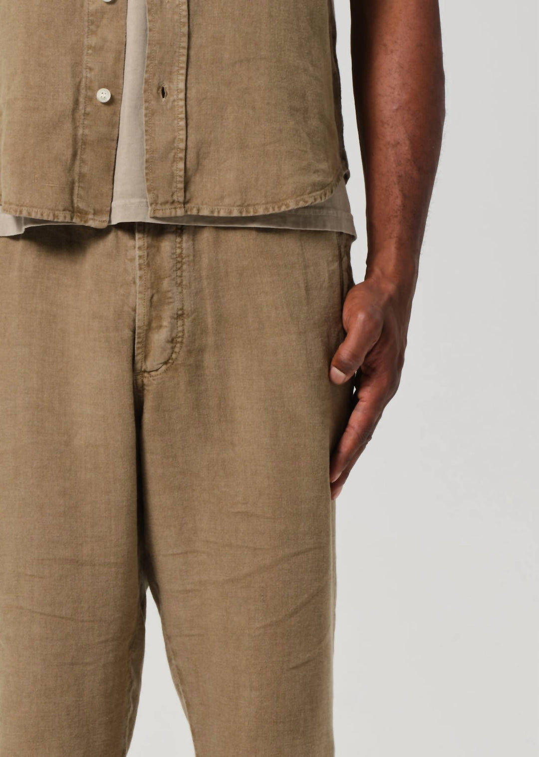 drawstring deck pant in dark khaki