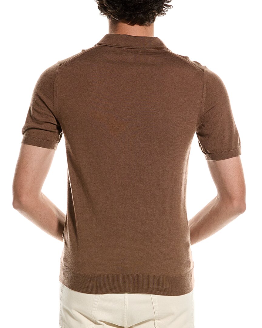 duchie merino wool open collar polo shirt