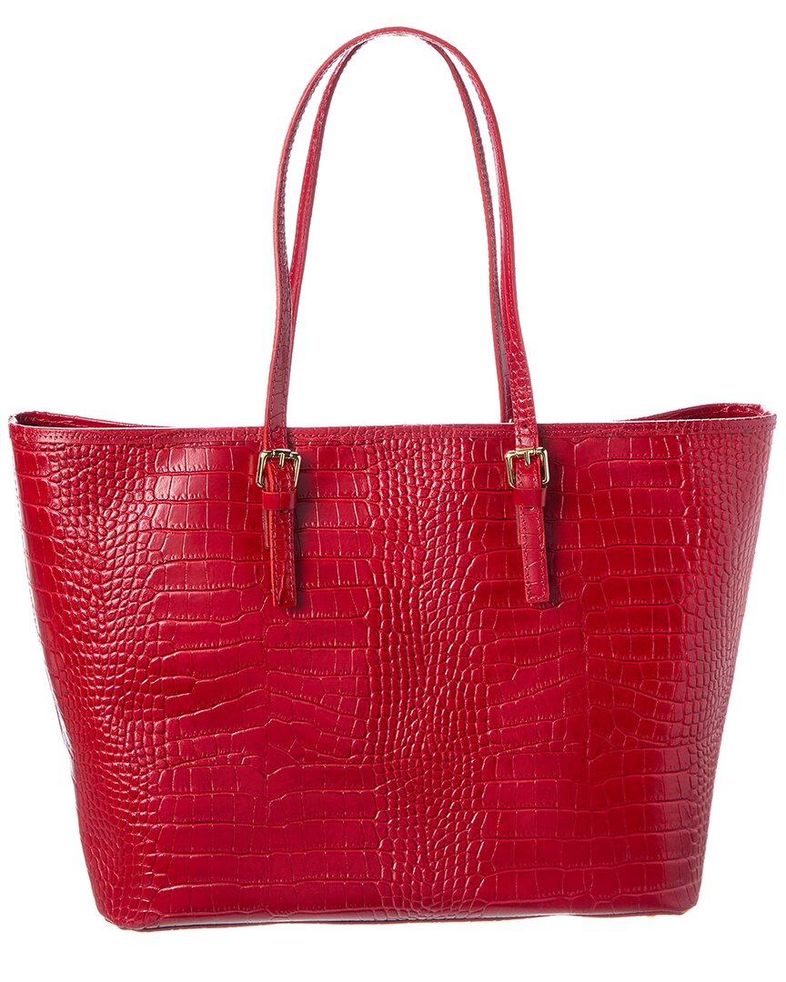 penny croc-embossed leather tote