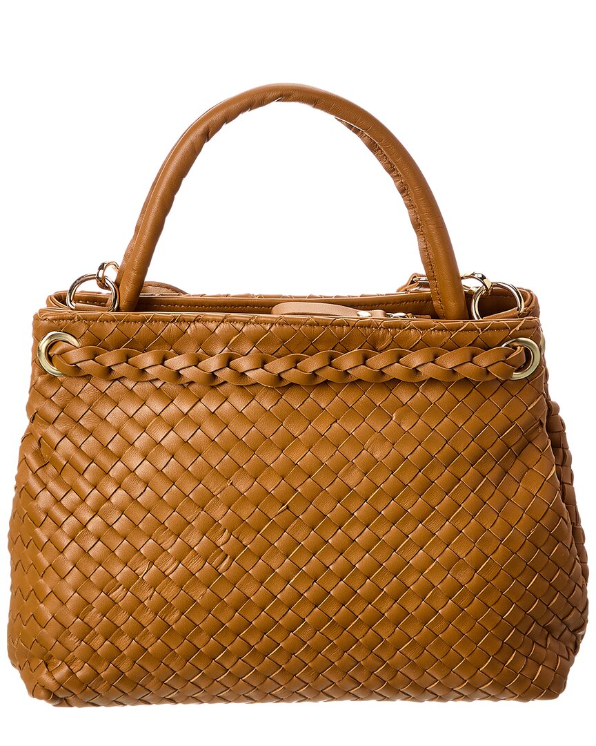 clover hand-woven leather tote