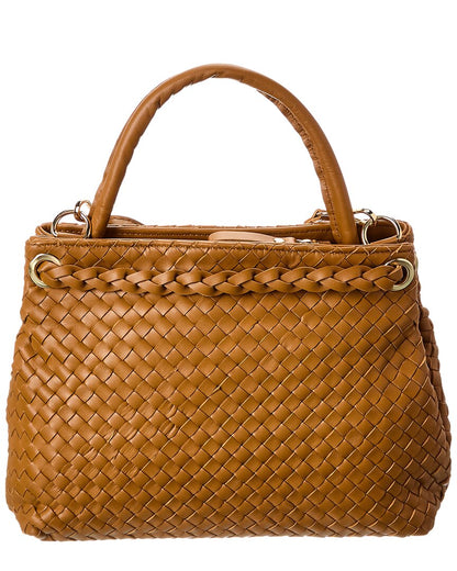 clover hand-woven leather tote