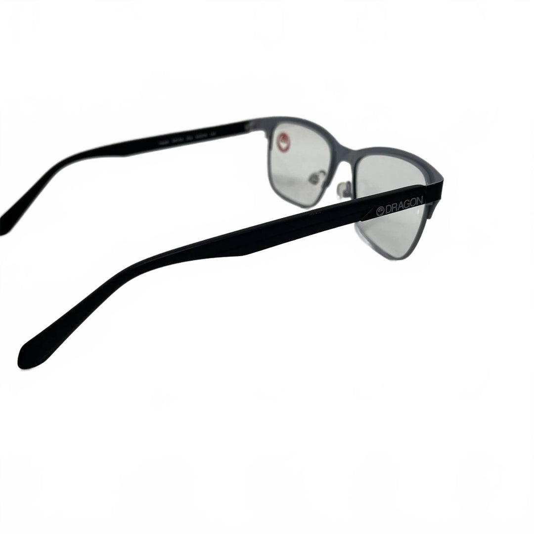 unisex dr163 heath rectangle eyeglasses in black silver