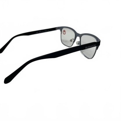 unisex dr163 heath rectangle eyeglasses in black silver
