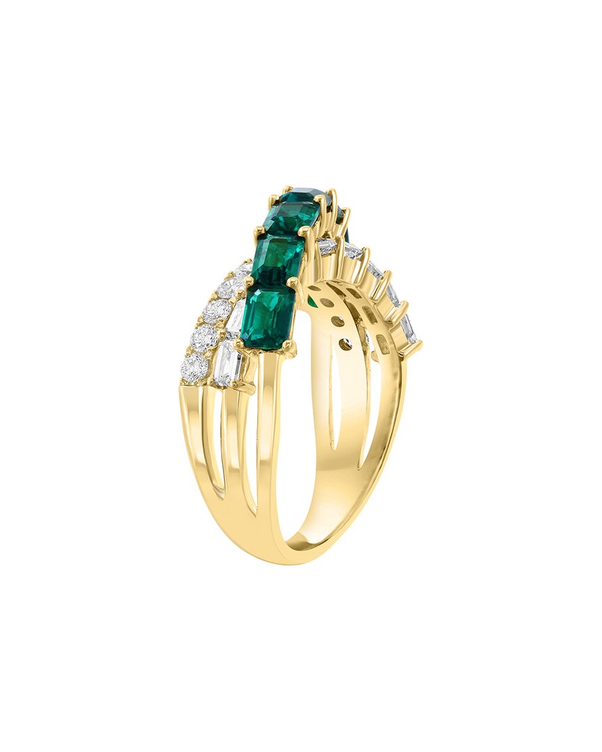 14k 2.30 ct. tw. lab-grown diamond & lab-grown emerald ring