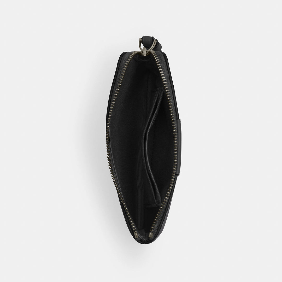 corner zip wristlet in signature canvas with stripe