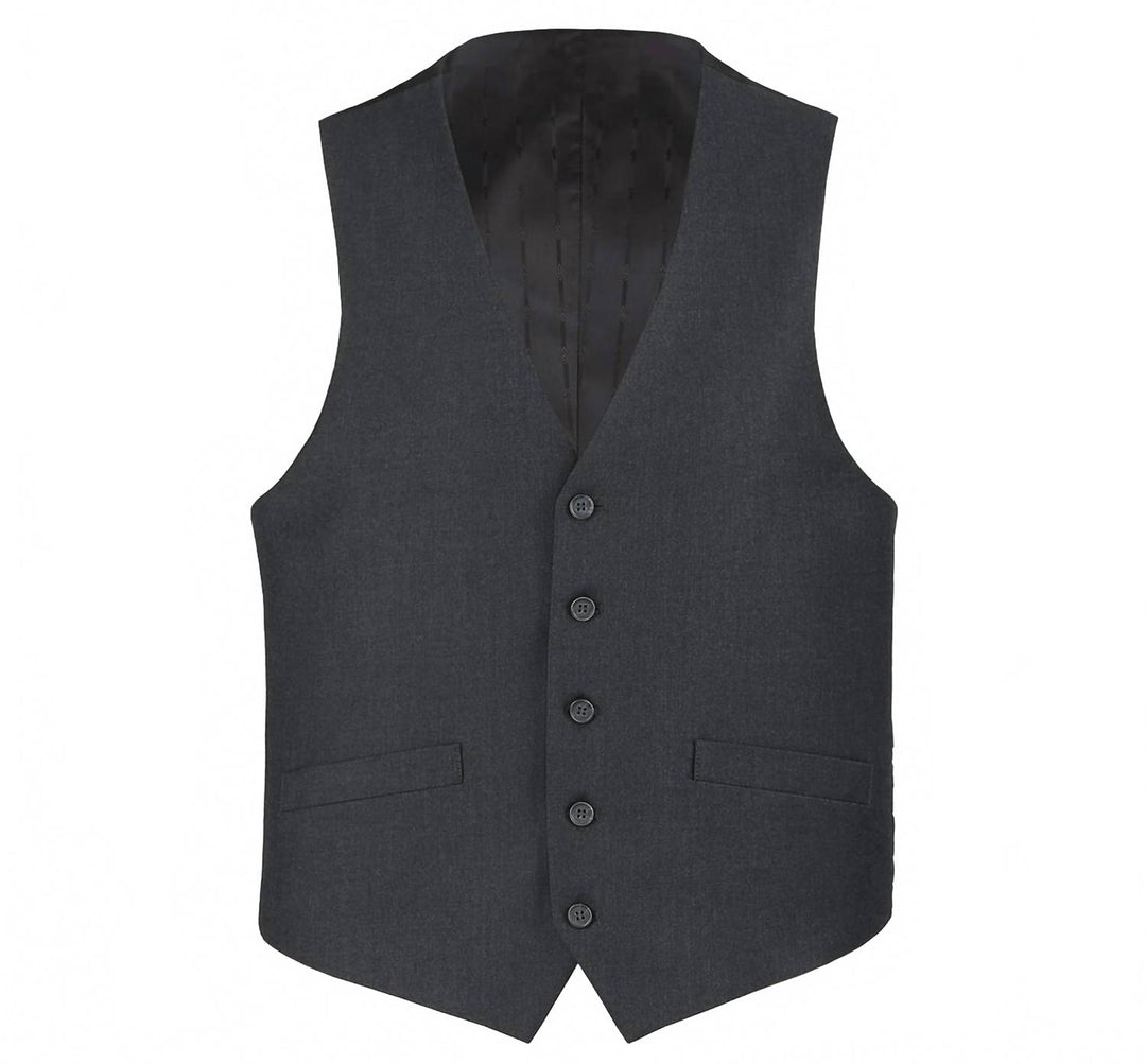 prestige single breasted vest in charcoal