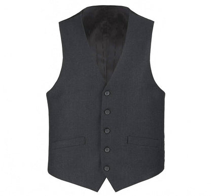 prestige single breasted vest in charcoal