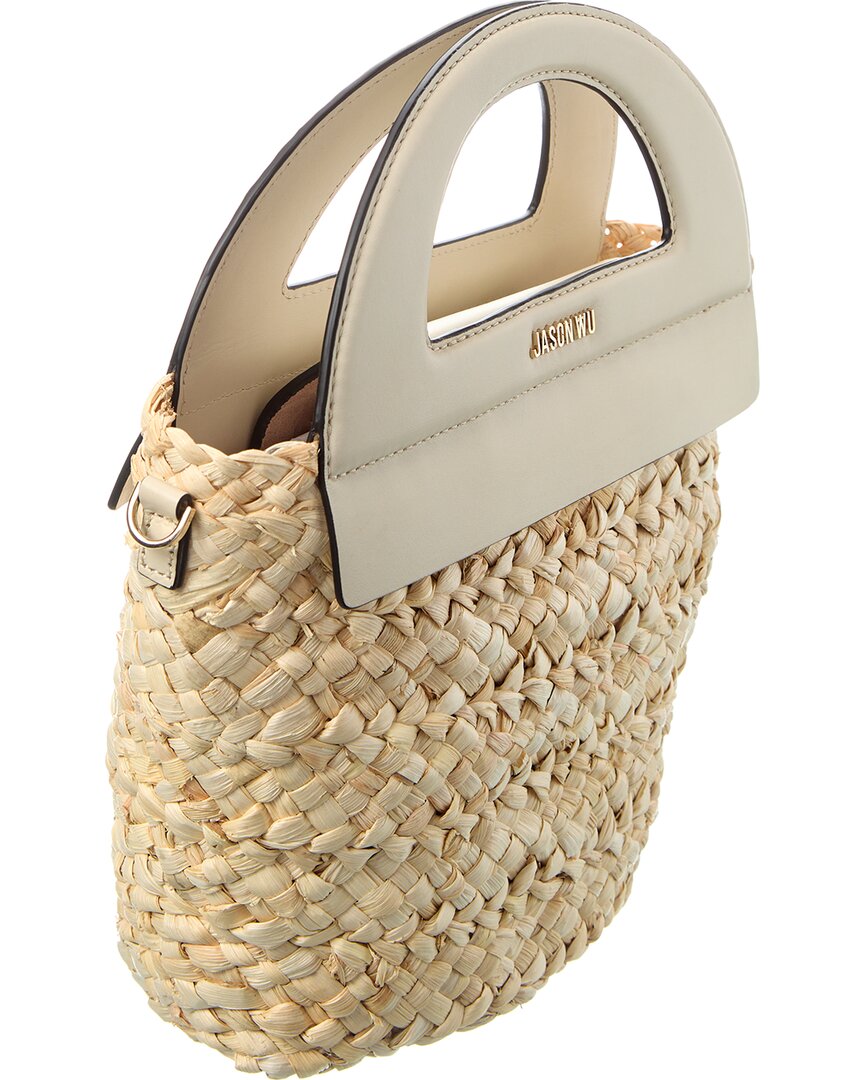 straw & leather bucket bag
