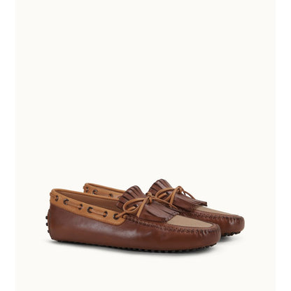 gommino driving shoes in leather and canvas