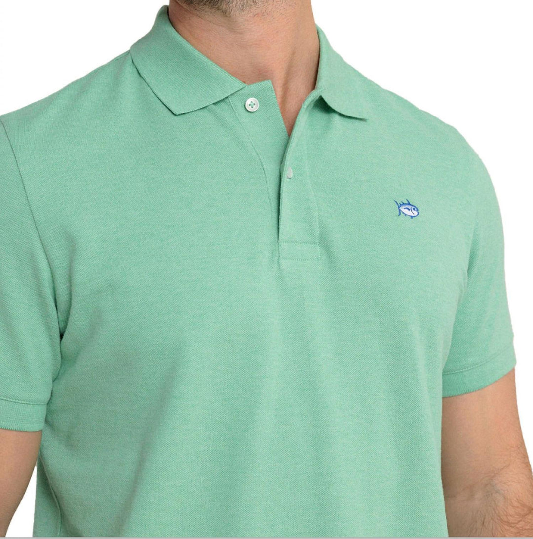 coastal breeze performance polo shirt in heather jade green