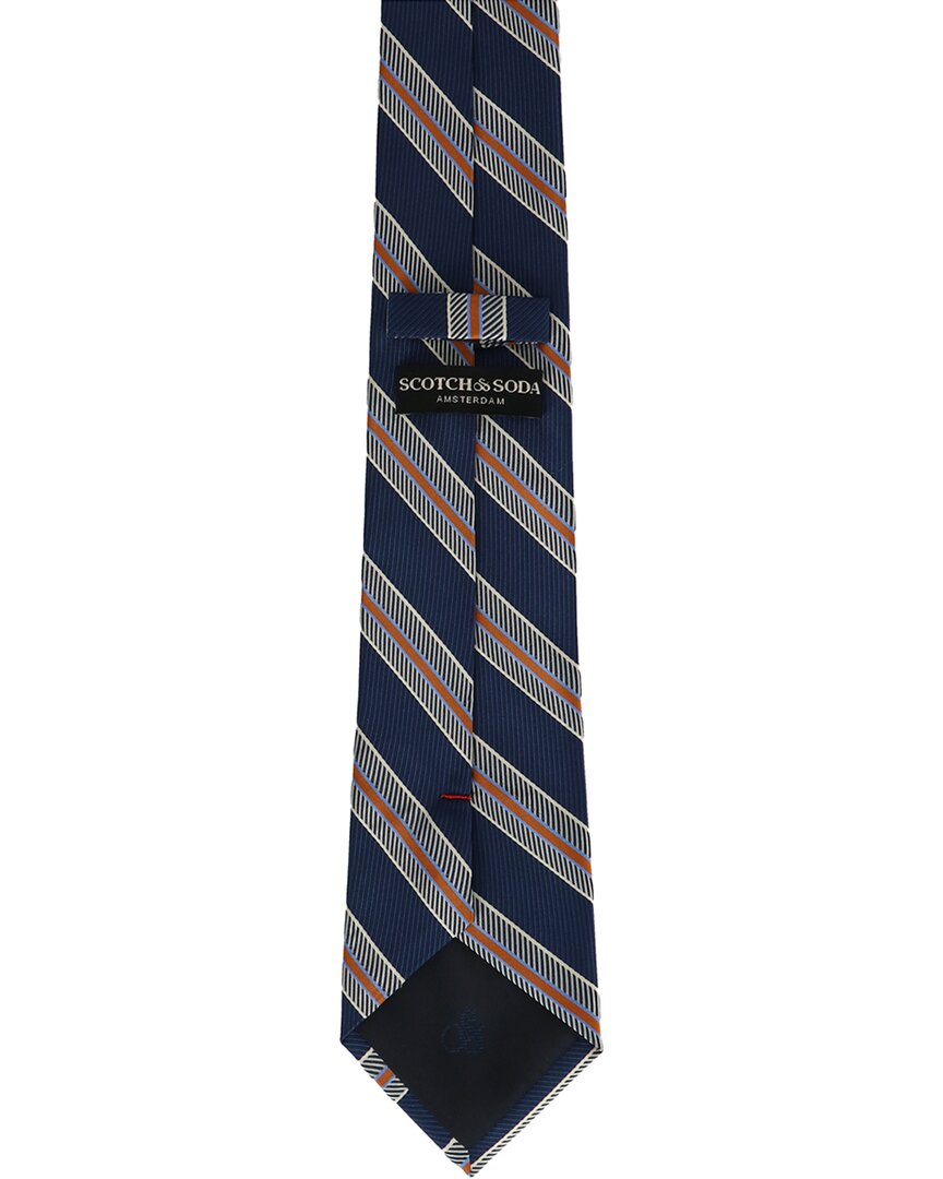 navy & orange wide stripe tie