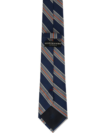 navy & orange wide stripe tie