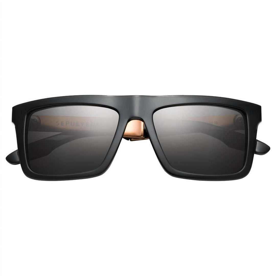 men's sepulveda sunglasses in polished black & copper / grey lens