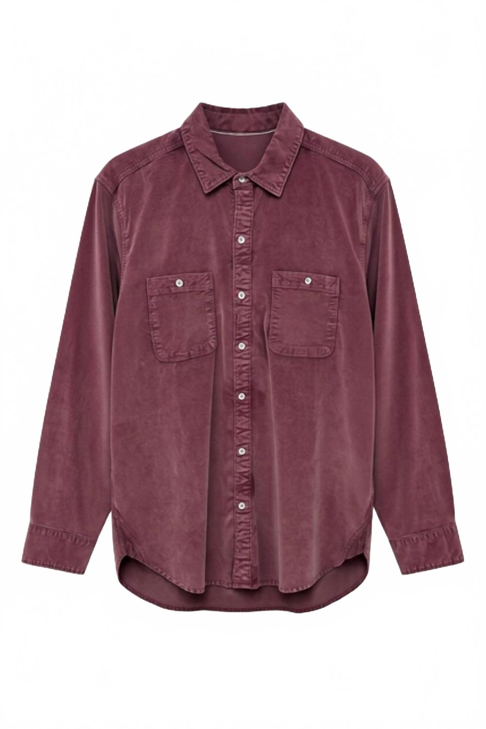 cozy cut cord work shirt in claret