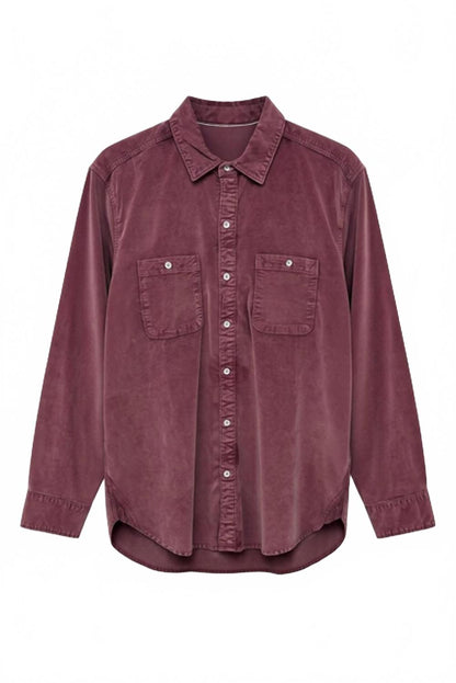 cozy cut cord work shirt in claret