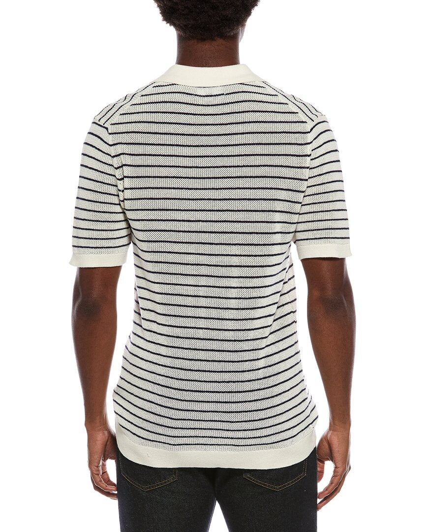 textured stripe polo sweater