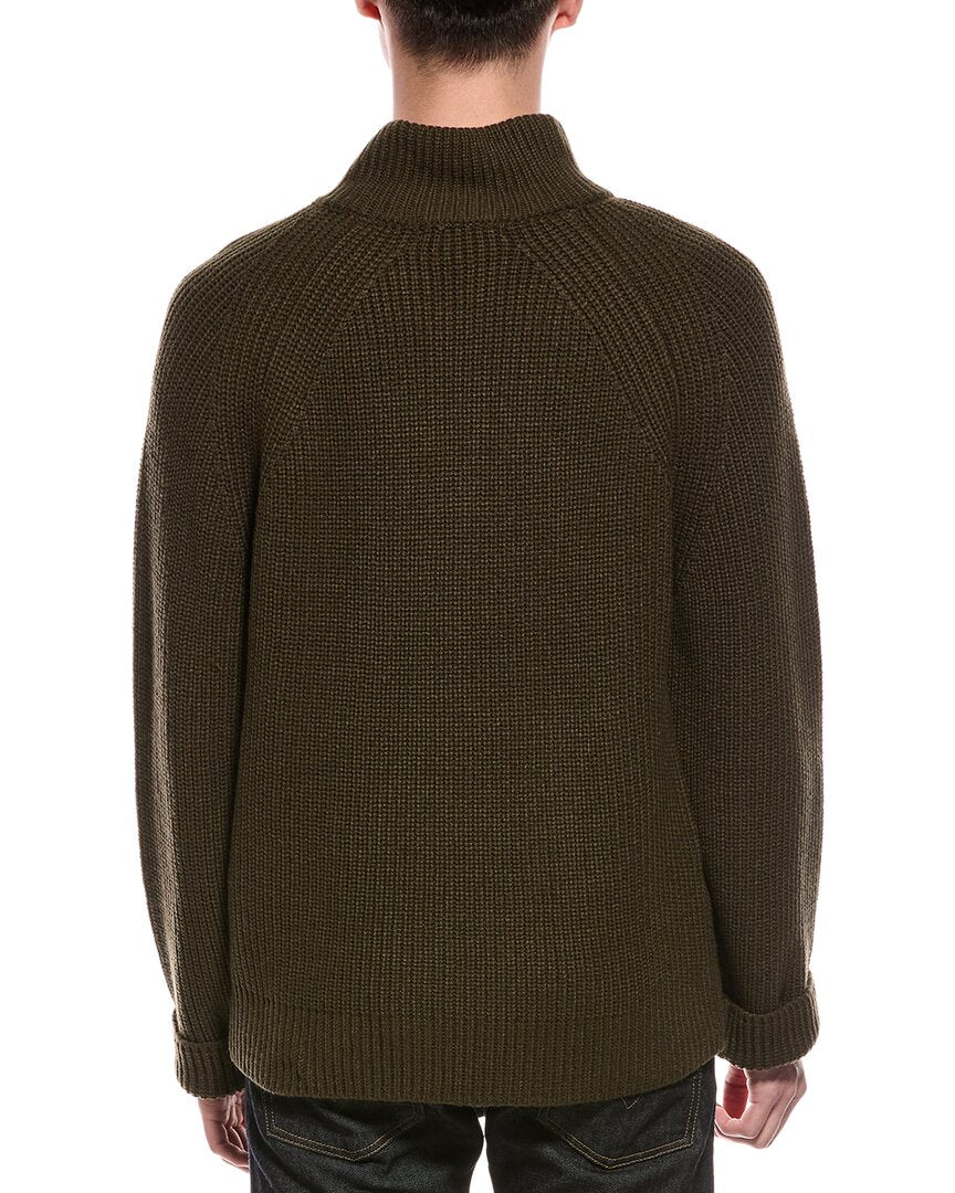 ribbed 1/4-zip mock neck sweater