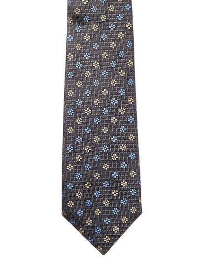 navy flowers silk tie
