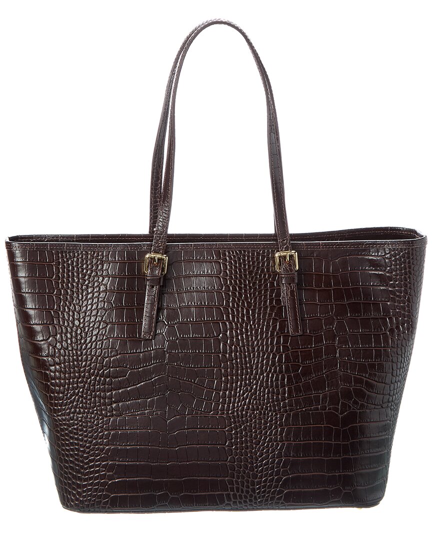 penny croc-embossed leather tote