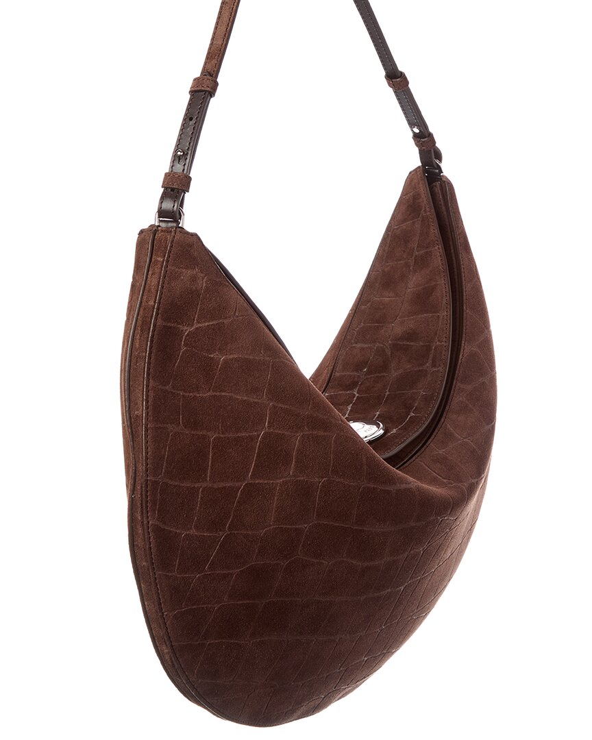 the ovalo croc-embossed suede hobo bag