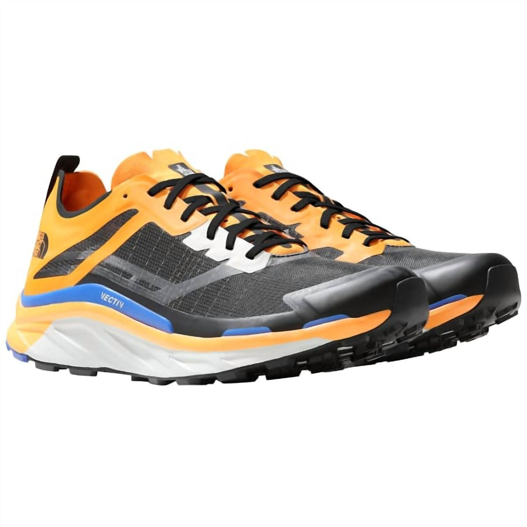 men's vectiv infinite trail running shoes in tnf black/cone orange