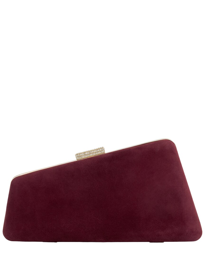 balancing suede clutch