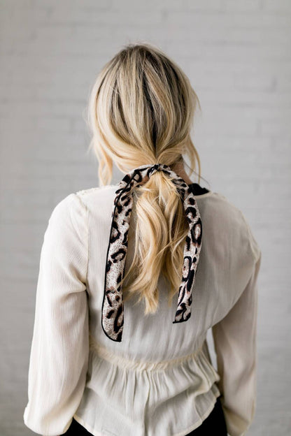 women's natural look leopard hair tie in brown