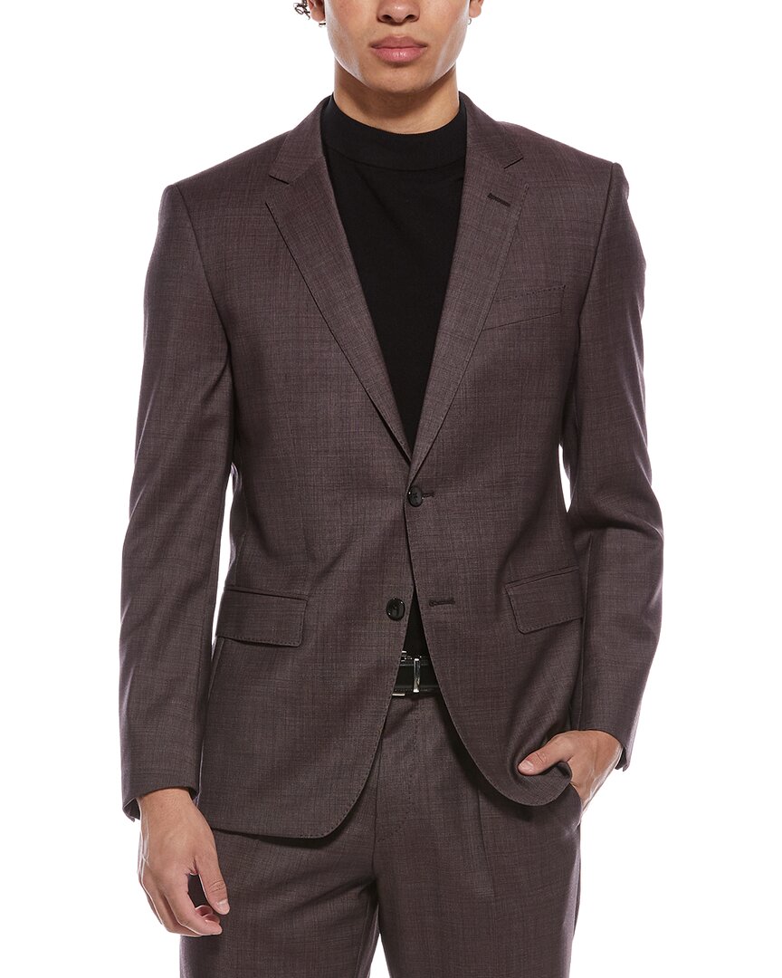 2pc wool-blend suit with flat front pant