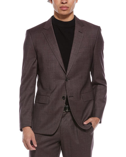 2pc wool-blend suit with flat front pant
