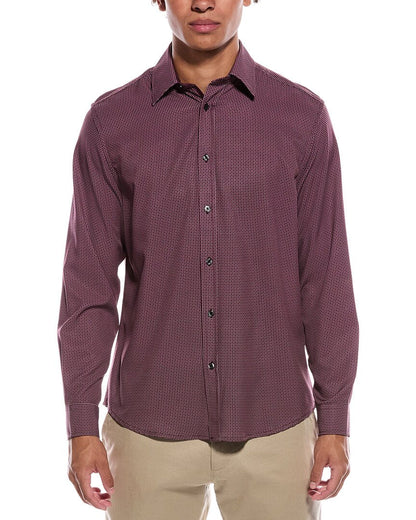 4-way geo print woven sport shirt