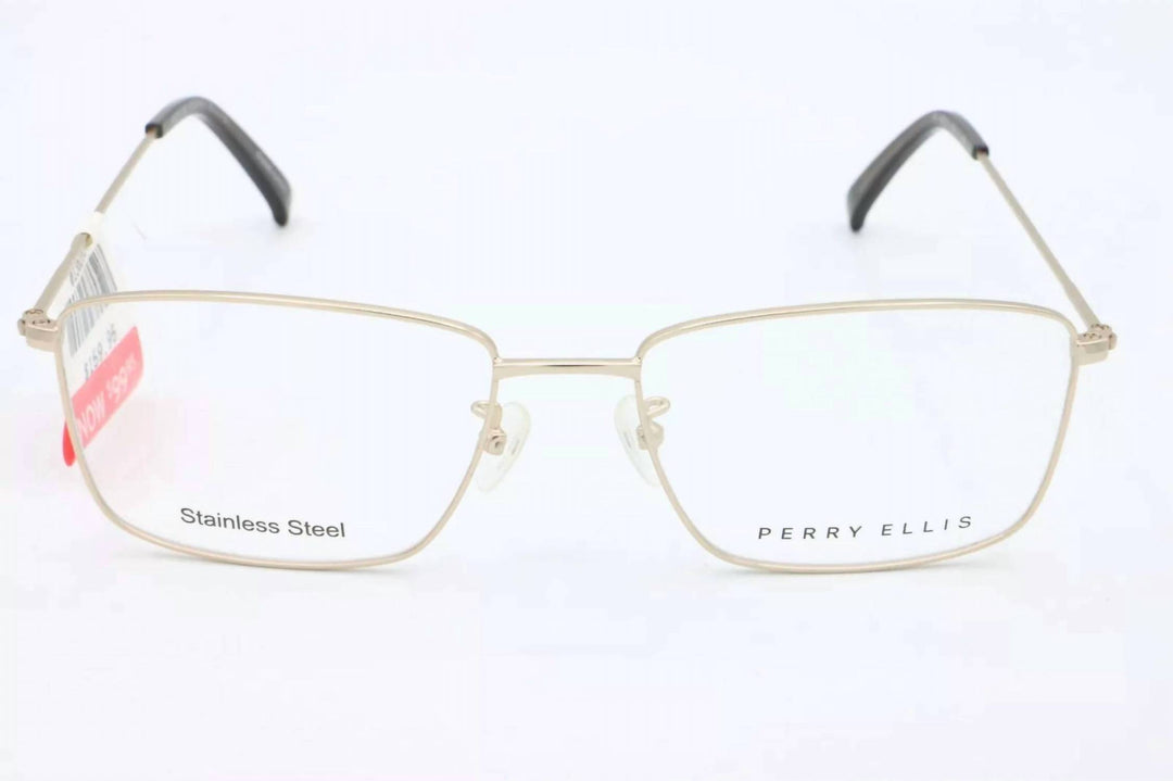men's pe437 rectangle eyeglasses in gold