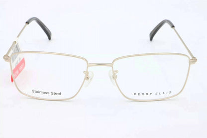 men's pe437 rectangle eyeglasses in gold