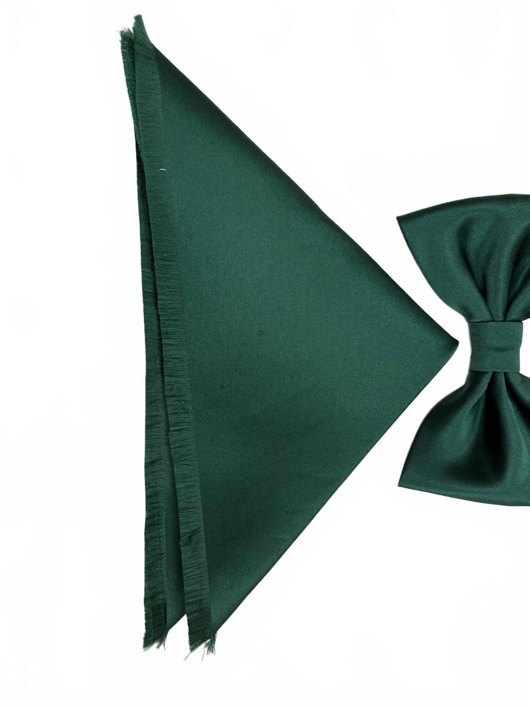 men's bow tie and pocket piece in dark green