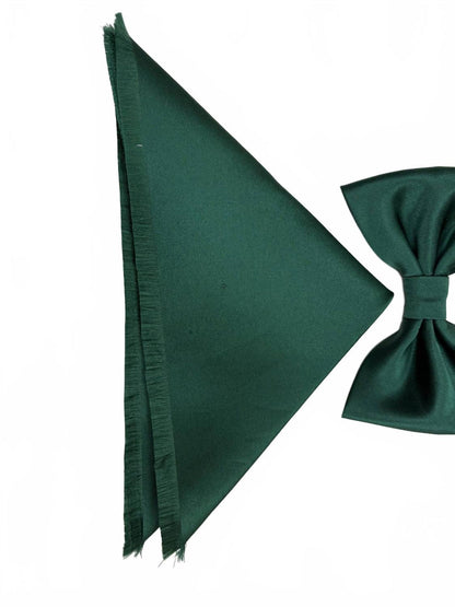 men's bow tie and pocket piece in dark green