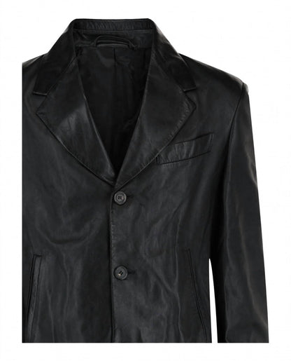 men's leather blazer in black