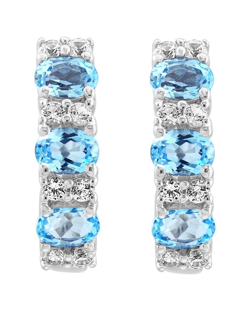 silver 1.55 ct. tw. blue topaz, white sapphire earrings