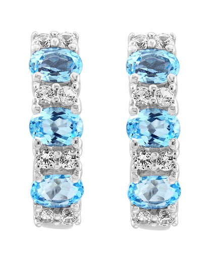 silver 1.55 ct. tw. blue topaz, white sapphire earrings