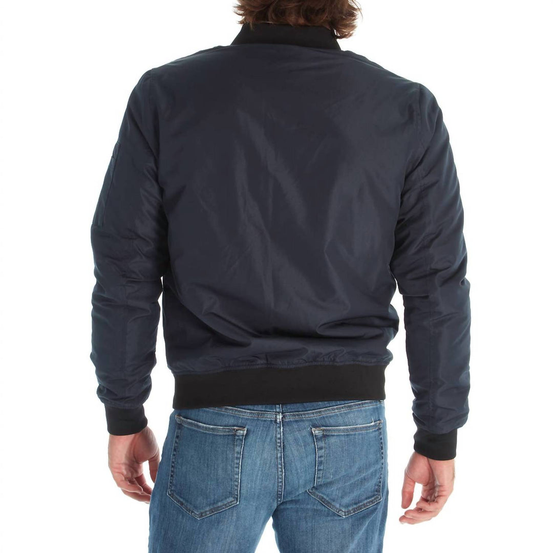 lewis sherpa lined bomber jacket in navy